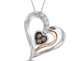 1/10 Carat (ctw I2-I3) Champagne & White Diamond Heart Pendant Necklace in 10K White Gold with Chain